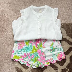 Lilly Pulitzer Callahan Pink and Green Floral Shorts